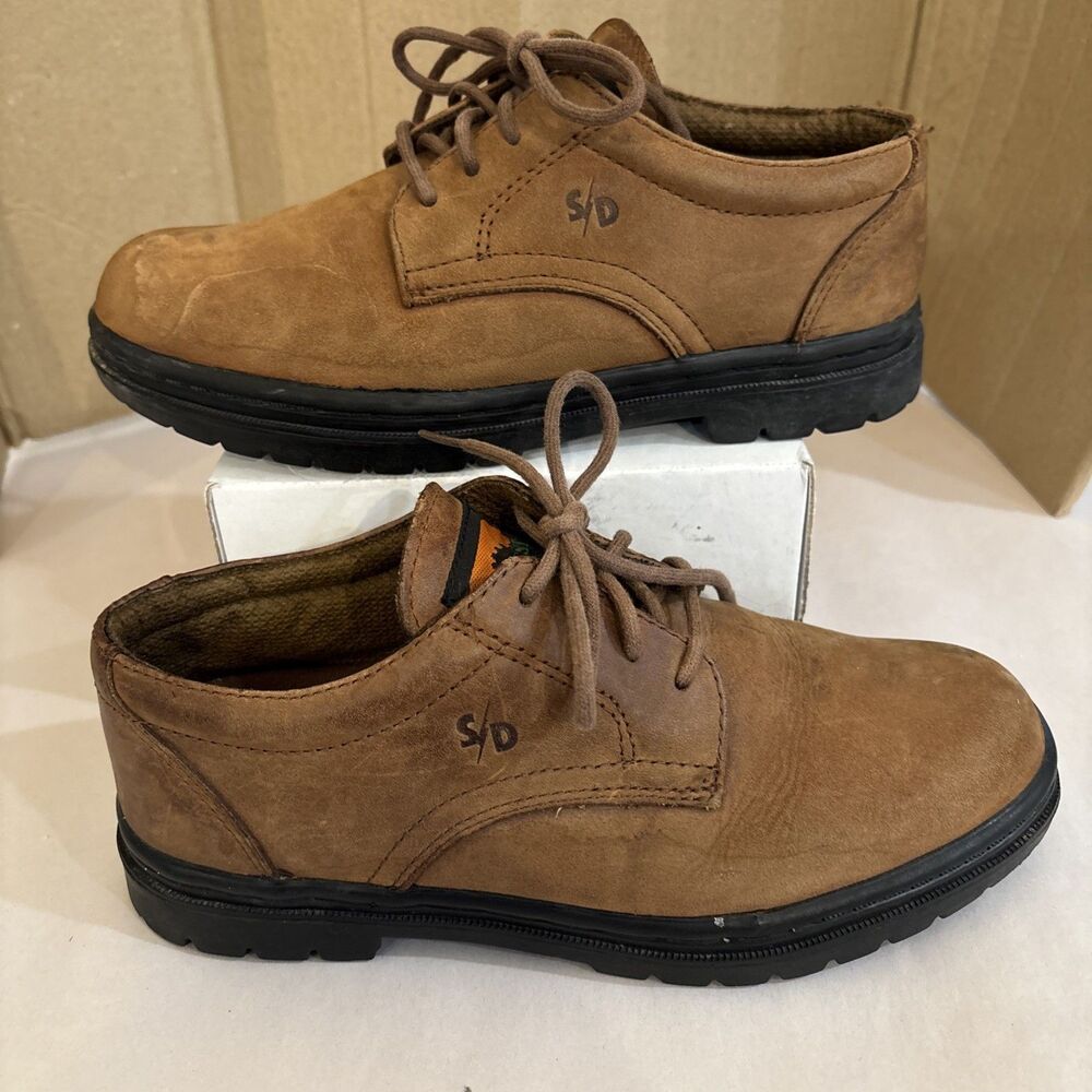 Hy-test Safety SD Work Shoes Womens 7 WIDE Brown Leather Composite Toe Oxford